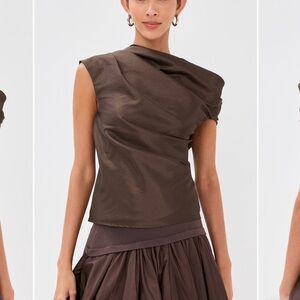 Jonathan Simkhai Brown Draped Blouse